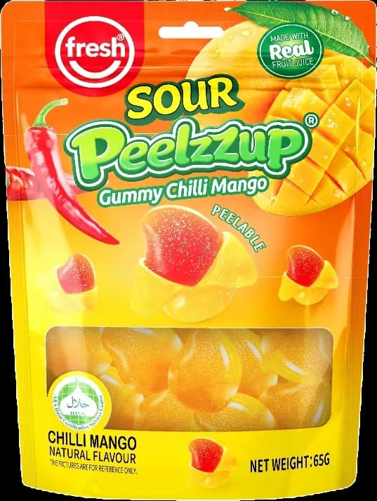 Peelzzup Sour Gummy Chilli Mango, 65g pack