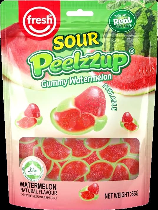 Peelzzup Sour Gummy Watermelon, 65g pack
