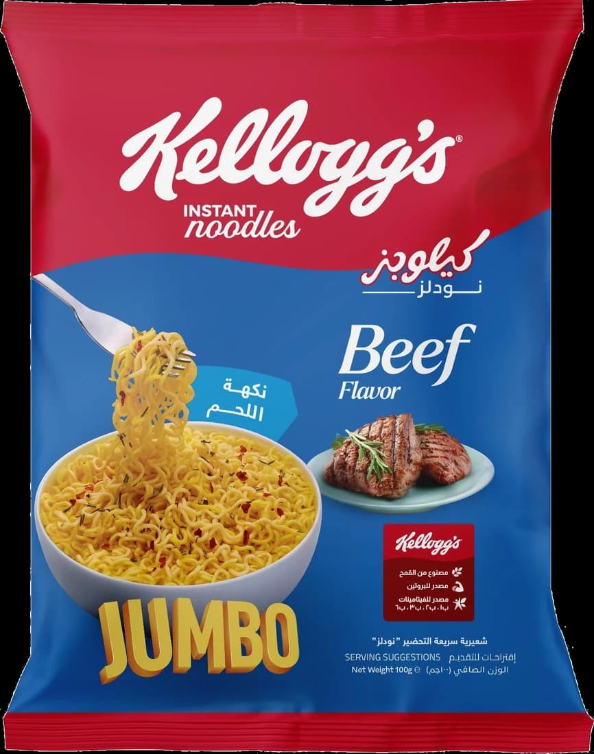 Kellogg’s Jumbo instant noodles, Beef flavour, 100g pack