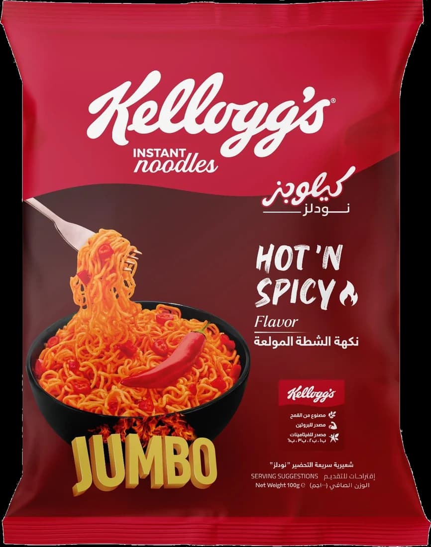 Kellogg’s Jumbo instant noodles, Hot ’n Spicy flavour, 100g pack