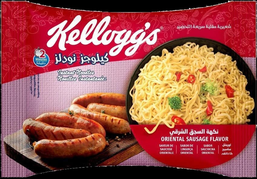 Kellogg’s instant noodles, Oriental Sausage flavour, classic pack